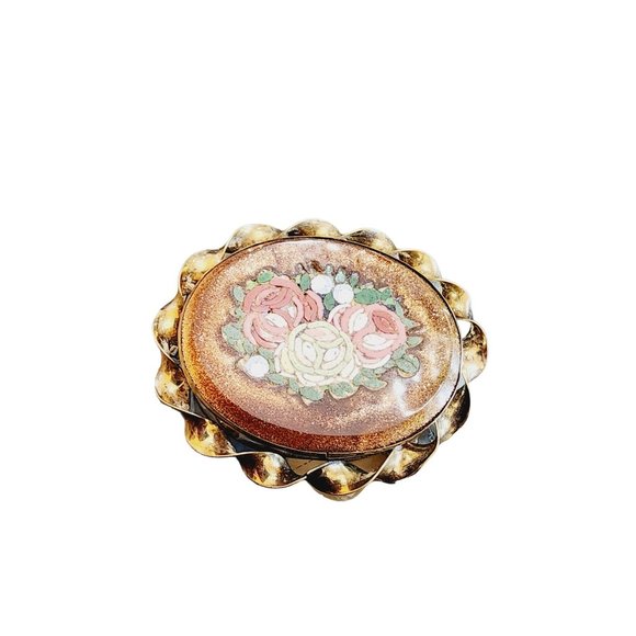 Antique Goldstone Mosaic Twisted Gold Filled Brooch (A1765) - Picture 2 of 6
